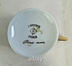 Vtg Limoges France Napoleonic Gold Eagle Porcelain Demitasse Cup & Saucer Set
