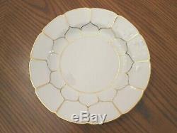 Vtg MEISSEN Germany White & Gold B Form Pattern #373 Cup Saucer Dessert Plate