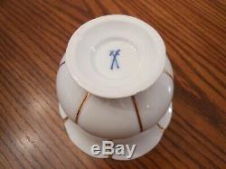 Vtg MEISSEN Germany White & Gold B Form Pattern #373 Cup Saucer Dessert Plate