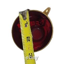 Vtg Murano Venezia Cranberry Art Glass Demitasse teacup Saucer Heavy Gold Gilt