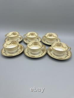 Vtg Noritake Teacup Set of 6 Cups Saucers Fine China Japan Floral Gold Queen