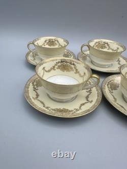 Vtg Noritake Teacup Set of 6 Cups Saucers Fine China Japan Floral Gold Queen