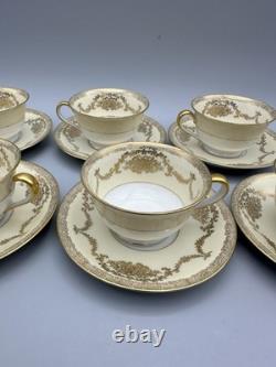 Vtg Noritake Teacup Set of 6 Cups Saucers Fine China Japan Floral Gold Queen