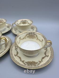 Vtg Noritake Teacup Set of 6 Cups Saucers Fine China Japan Floral Gold Queen