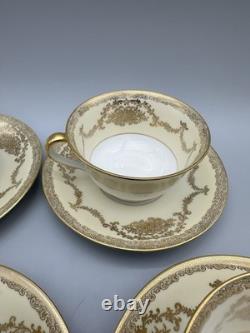 Vtg Noritake Teacup Set of 6 Cups Saucers Fine China Japan Floral Gold Queen