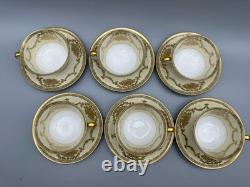 Vtg Noritake Teacup Set of 6 Cups Saucers Fine China Japan Floral Gold Queen