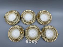 Vtg Noritake Teacup Set of 6 Cups Saucers Fine China Japan Floral Gold Queen