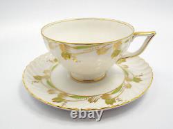 Vtg Royal Tettau Germany Camille Green & Gold 6 Cups & Saucers & 5 Bread Plates