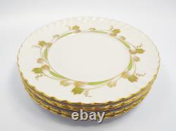 Vtg Royal Tettau Germany Camille Green & Gold 6 Cups & Saucers & 5 Bread Plates