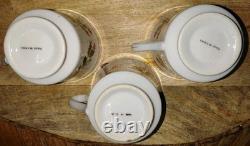 Vtg X-Mas Holly Dinnerware Set 24 Piece. Cups. Saucers. Plates. Gold Trim