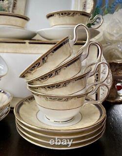 WEDGWOOD Cornucopia Imperial Teacup Set x10 Peony 22K Gold 1st Quality 1/2 RRP