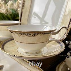 WEDGWOOD Cornucopia Imperial Teacup Set x10 Peony 22K Gold 1st Quality 1/2 RRP