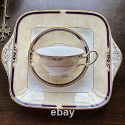 WEDGWOOD Cornucopia Imperial Teacup Set x10 Peony 22K Gold 1st Quality 1/2 RRP