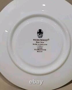 WEDGWOOD GOLD FLORENTINE Bone China Espresso Coffee 6 Cups &6 Saucers SET W4219