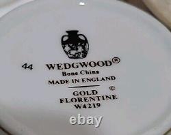 WEDGWOOD GOLD FLORENTINE Bone China Espresso Coffee 6 Cups &6 Saucers SET W4219