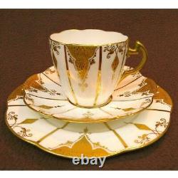 WILEMAN SHELLEY FOLEY TRIO CUP SAUCER PLATE LILY SHAPE GOLD 1880 From Japan F/S