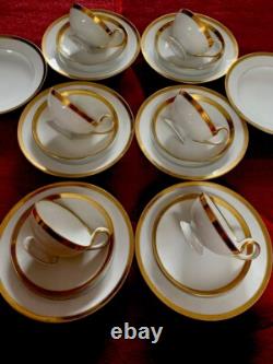 Wahliss Wien Vienna Austria Antique tea Cups Saucers Set Trios White Gold Rare