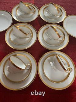 Wahliss Wien Vienna Austria Antique tea Cups Saucers Set Trios White Gold Rare