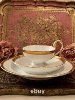 Wahliss Wien Vienna Austria Antique tea Cups Saucers Set Trios White Gold Rare