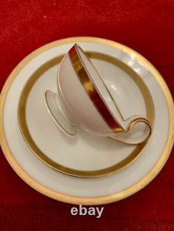 Wahliss Wien Vienna Austria Antique tea Cups Saucers Set Trios White Gold Rare