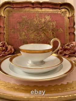 Wahliss Wien Vienna Austria Antique tea Cups Saucers Set Trios White Gold Rare