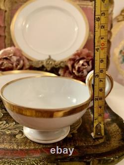 Wahliss Wien Vienna Austria Antique tea Cups Saucers Set Trios White Gold Rare