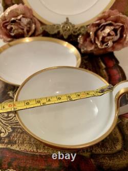 Wahliss Wien Vienna Austria Antique tea Cups Saucers Set Trios White Gold Rare