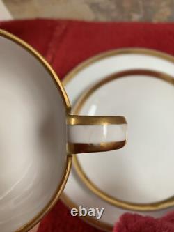 Wahliss Wien Vienna Austria Antique tea Cups Saucers Set Trios White Gold Rare