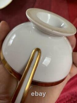 Wahliss Wien Vienna Austria Antique tea Cups Saucers Set Trios White Gold Rare