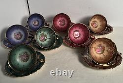 Waldershof Bavaria Germany 8 Demitasse Footed Cup/Saucer Sets Fragonard Lovers