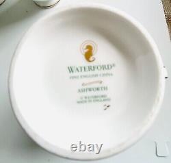 Waterford Ashworth Cups Saucers Bone China Sugar Creamer Gold Black Set of 12