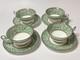 Wedgwood Bone China Green & Gold Tea Cups & Saucers Set Of 4 England