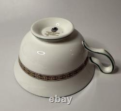 Wedgwood Bone China Green & Gold Tea Cups & Saucers Set of 4 England