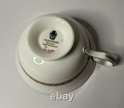 Wedgwood Bone China Green & Gold Tea Cups & Saucers Set of 4 England