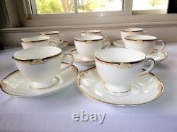 Wedgwood Cavendish Fine Bone China Leigh Shape Footed Cups & Saucers Set 8