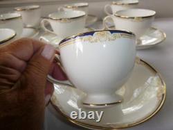 Wedgwood Cavendish Fine Bone China Leigh Shape Footed Cups & Saucers Set 8