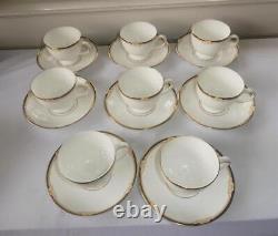 Wedgwood Cavendish Fine Bone China Leigh Shape Footed Cups & Saucers Set 8