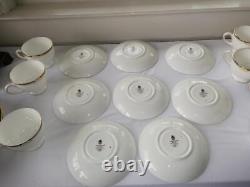 Wedgwood Cavendish Fine Bone China Leigh Shape Footed Cups & Saucers Set 8