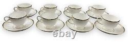 Wedgwood Cavendish Set of 8 Cups & Saucers Fine English Bone China Blue Gold