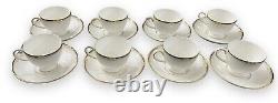 Wedgwood Cavendish Set of 8 Cups & Saucers Fine English Bone China Blue Gold