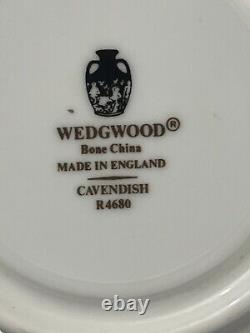 Wedgwood Cavendish Set of 8 Cups & Saucers Fine English Bone China Blue Gold