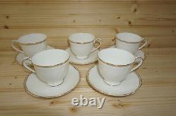Wedgwood Crown Gold (5) Cups, 3 & (5) Saucers, 5 3/4