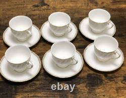 Wedgwood Crown Gold Coffee Cups and Saucers 6 Pieces