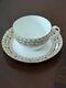 Wedgwood Cup And Saucer Golden Brown Gold Tulip Flower Border Transferware 1887