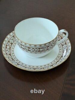Wedgwood Cup And Saucer Golden Brown Gold Tulip Flower Border transferware 1887