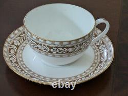Wedgwood Cup And Saucer Golden Brown Gold Tulip Flower Border transferware 1887