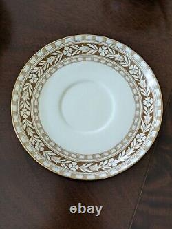 Wedgwood Cup And Saucer Golden Brown Gold Tulip Flower Border transferware 1887