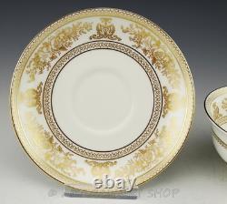 Wedgwood England COLUMBIA GOLD ON WHITE PEONY SHAPE CUPS AND SAUCERS Set of 6