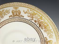 Wedgwood England COLUMBIA GOLD ON WHITE PEONY SHAPE CUPS AND SAUCERS Set of 6