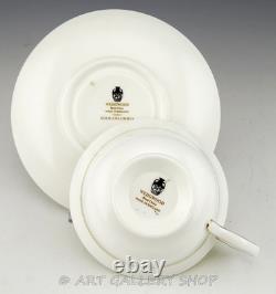 Wedgwood England COLUMBIA GOLD ON WHITE PEONY SHAPE CUPS AND SAUCERS Set of 6